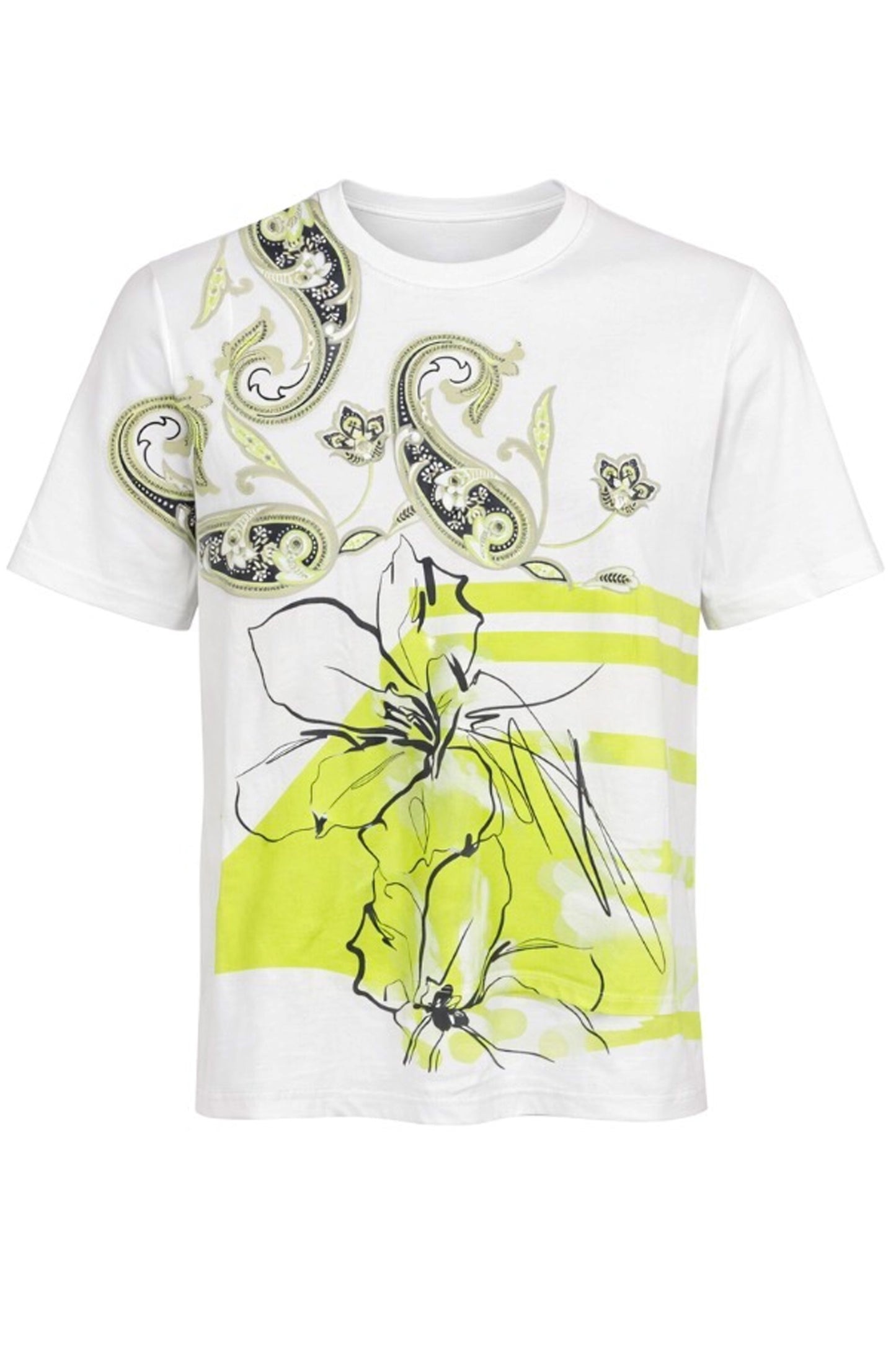 Passioni Split Sleeve Printed Top Lime 19098