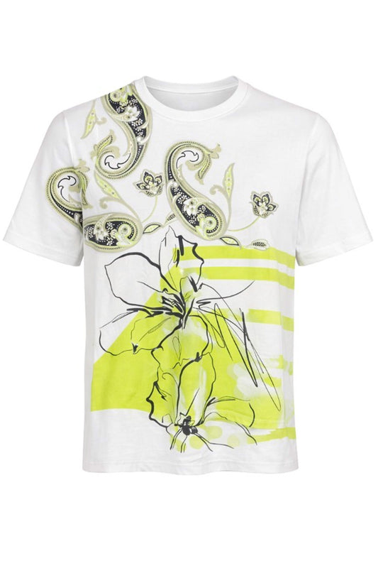 Passioni Split Sleeve Printed Top Lime 19098