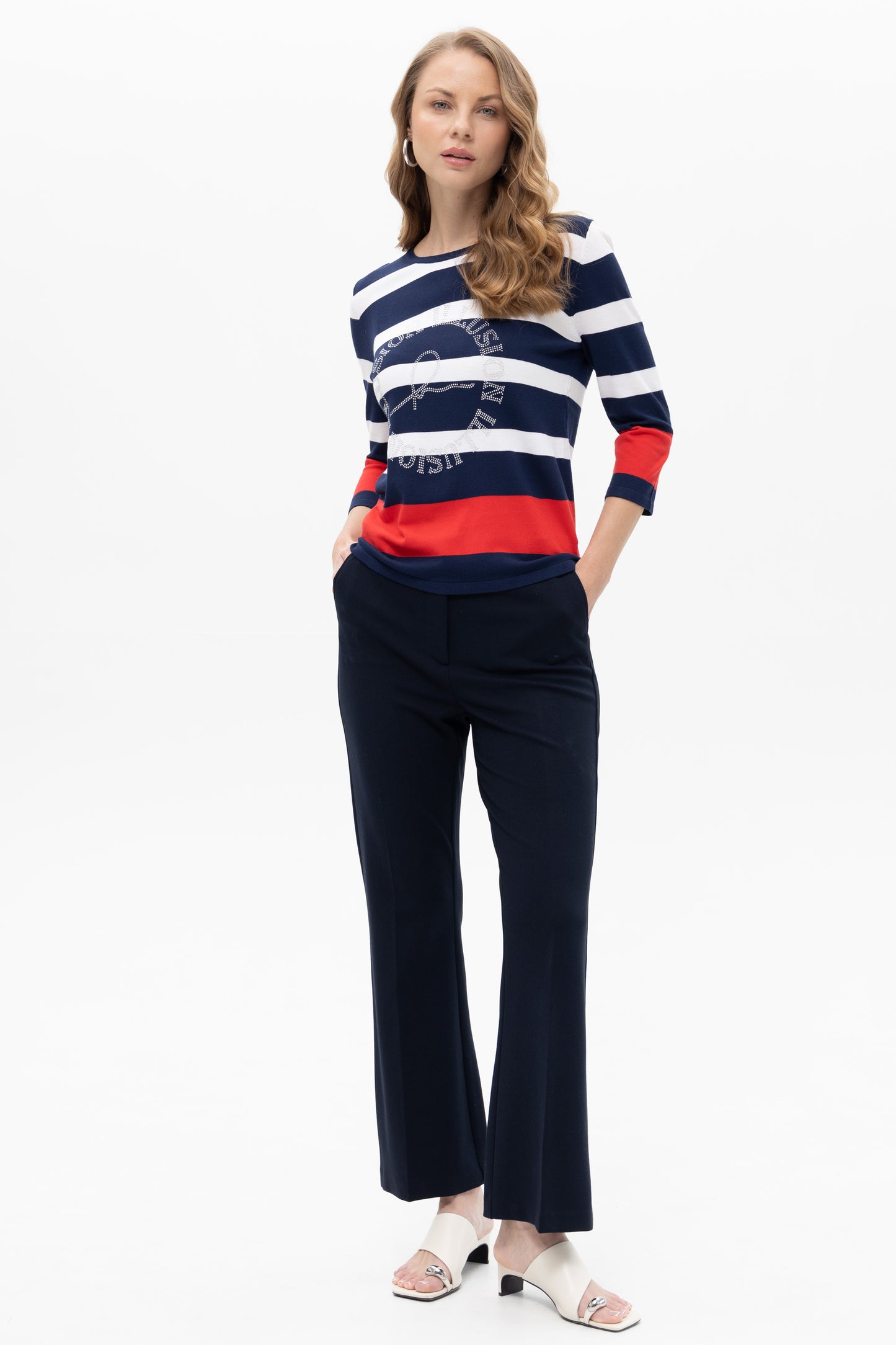 Passioni Embellished Motif Sweater Navy 19022