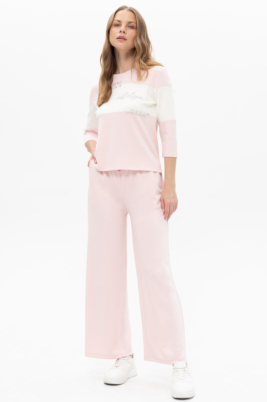 Passioni Two Tone Embellishment Sweater Rose/Ivory 19036