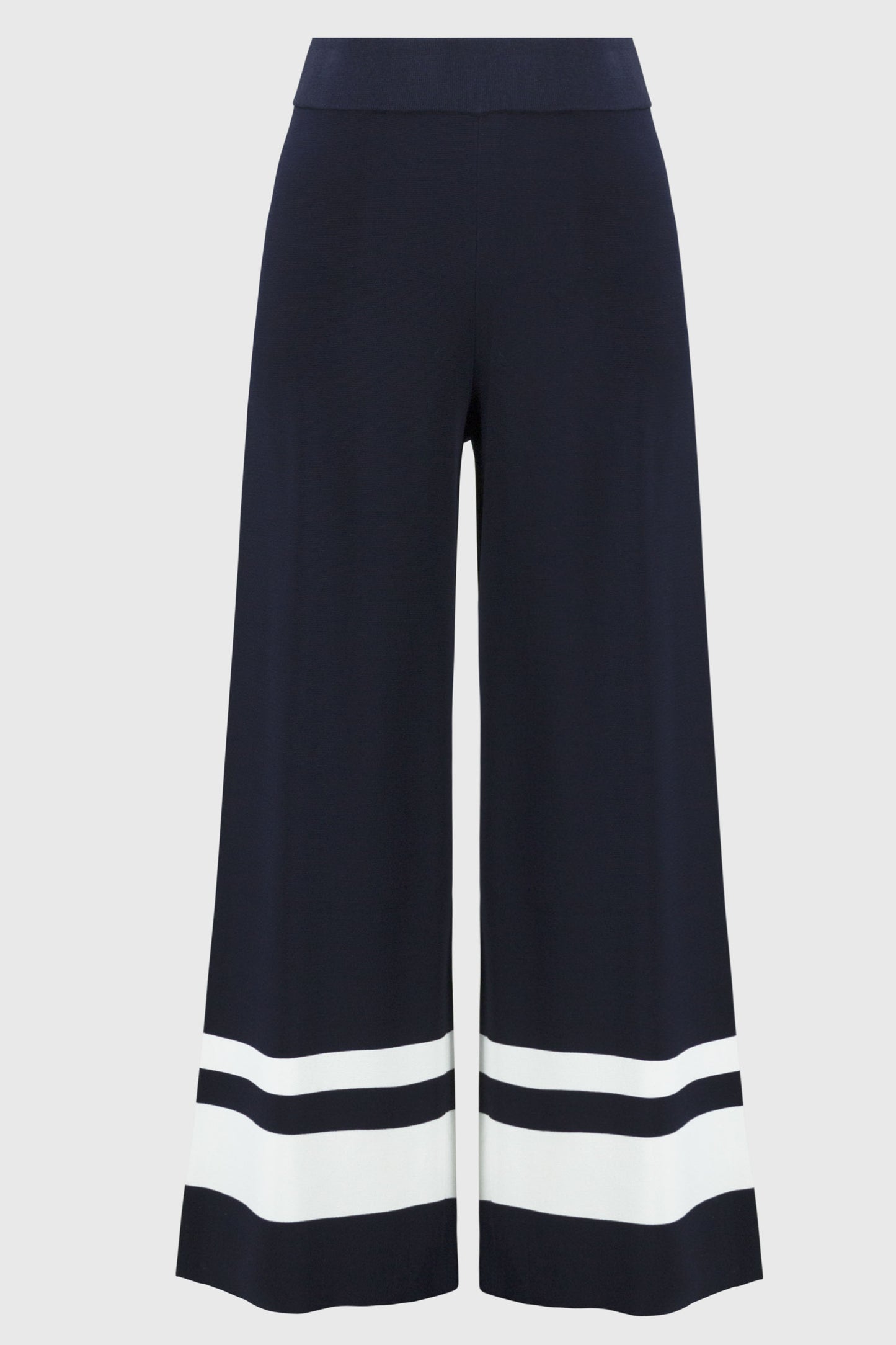 Joseph Ribkoff Placement Stripe Sweater Knit Culottes Midnight Blue/Vanilla 251945-2229
