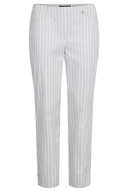 Robell Bella 09 Stripe Trousers Silver/White 51665-55086-91