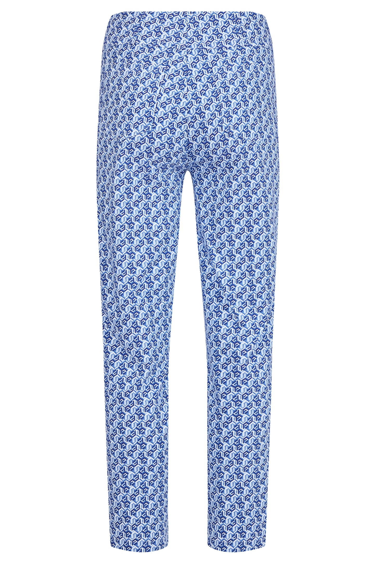 Robell Bella 09 Geometric Print Trousers Blue 51560-5453-62