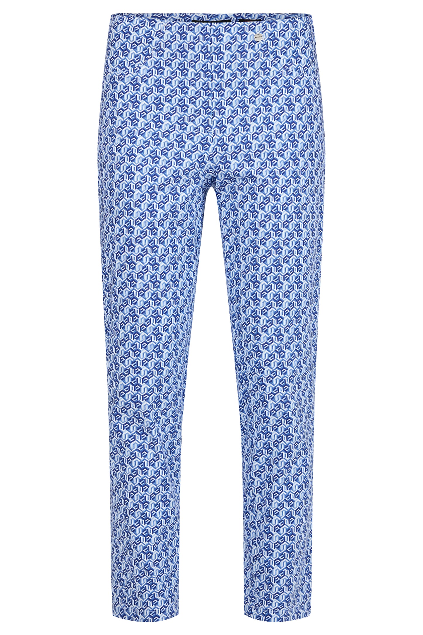 Robell Bella 09 Geometric Print Trousers Blue 51560-5453-62