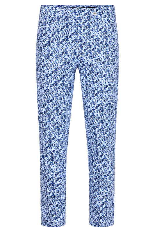 Robell Bella 09 Geometric Print Trousers Blue 51560-5453-62
