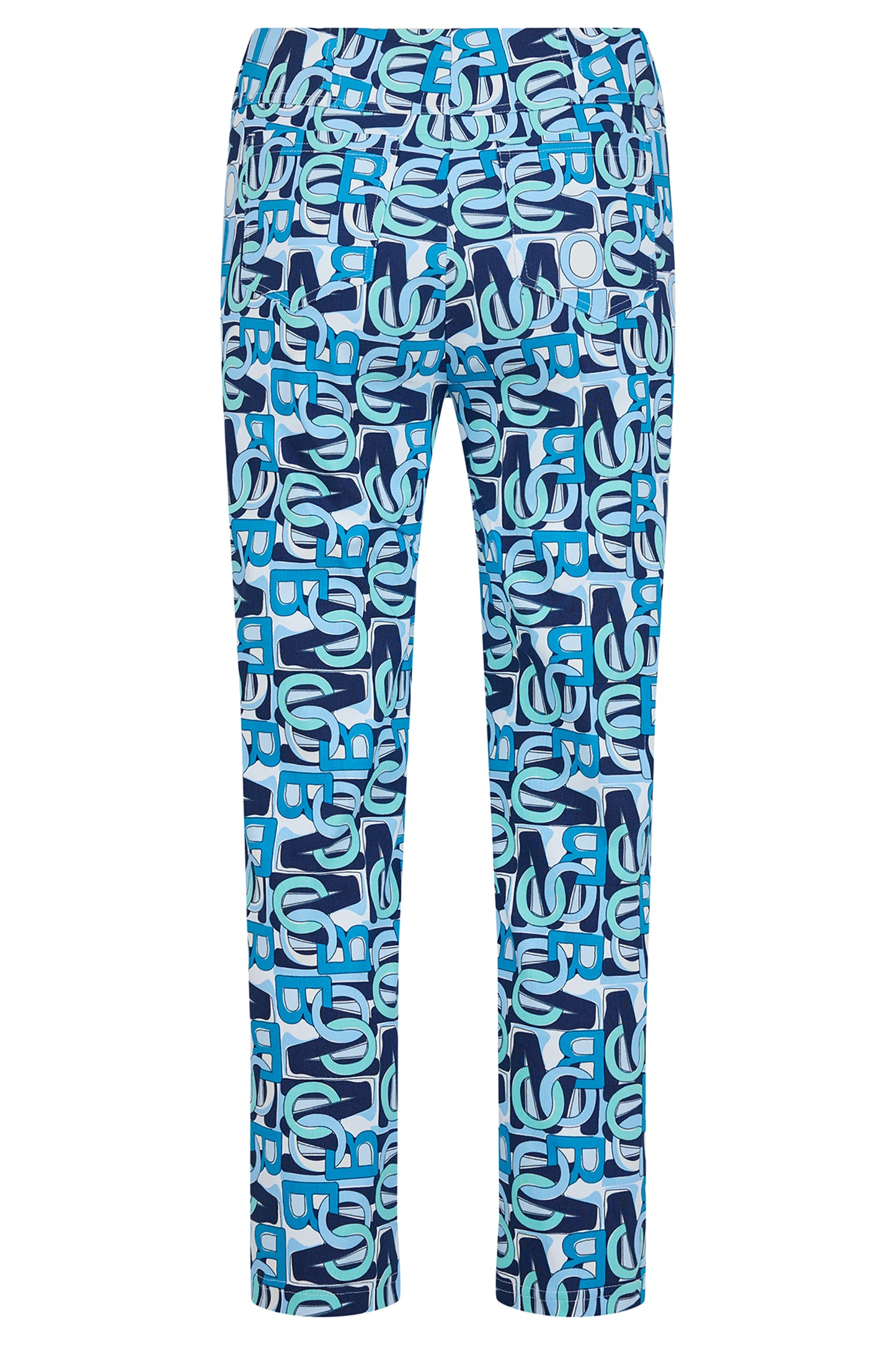 Robell Bella 09 Abstract Print Trousers Blue 51560-5439-65