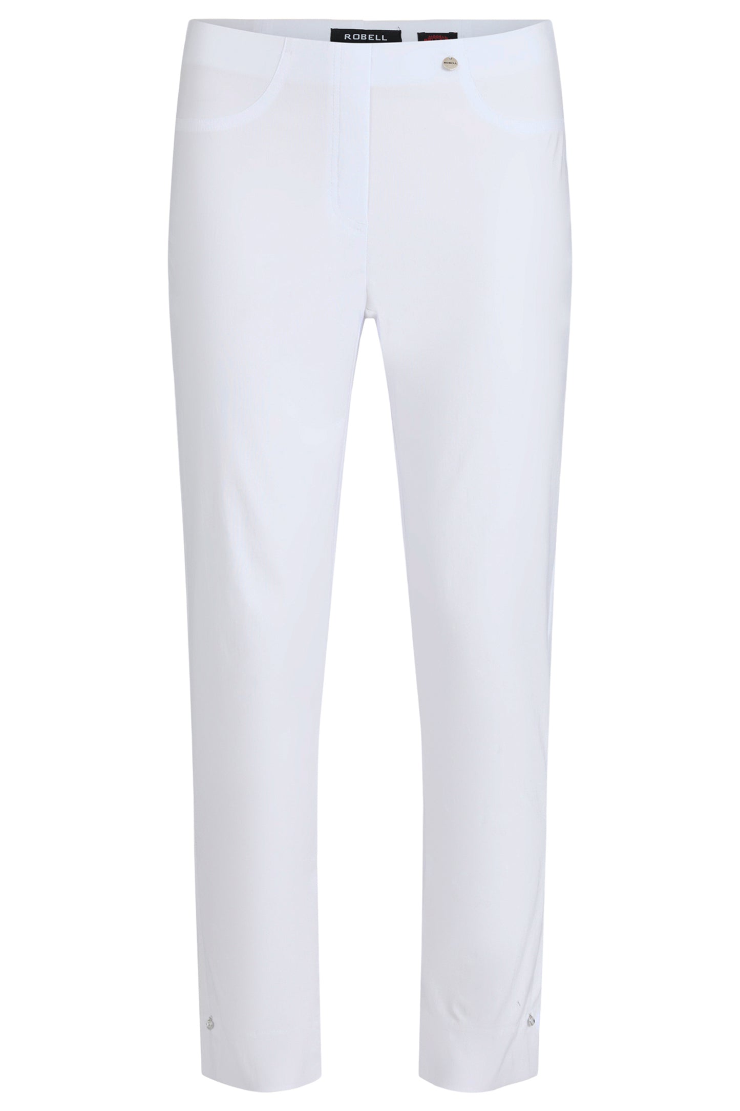 Robell Bella 09 Diamante Split Hem Trousers White 52642-5499-10