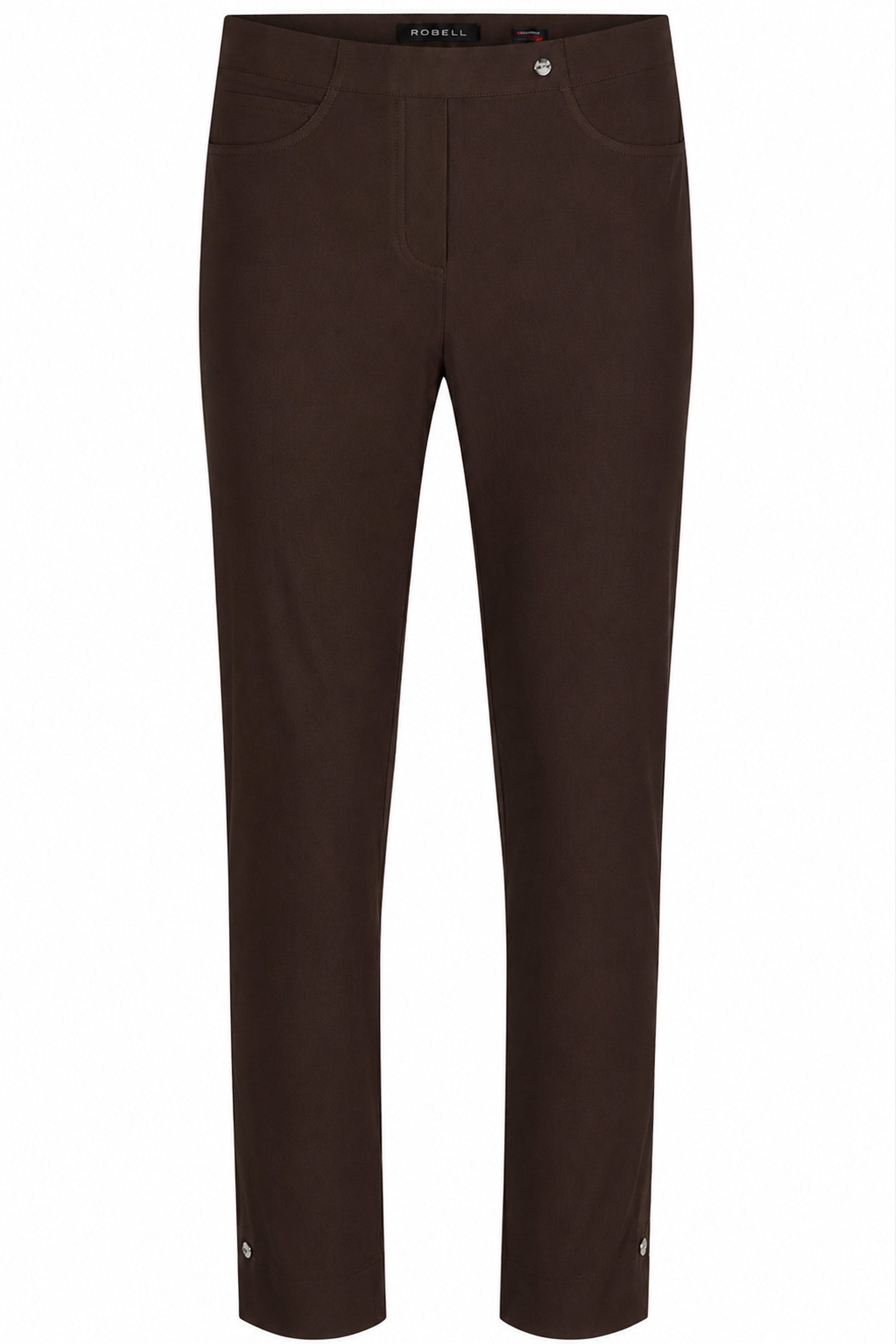 Robell Bella 09 Diamante Split Hem Trousers Dark Brown 52642-5499-390