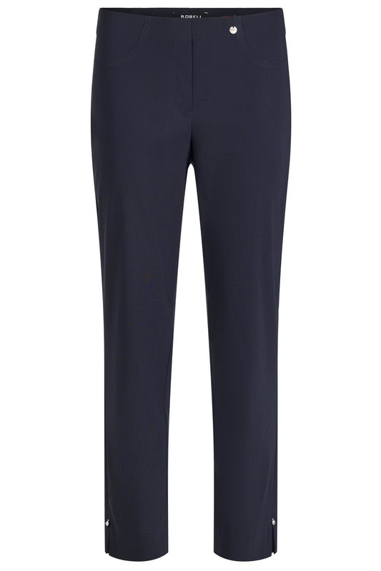Robell Bella 09 Diamante Split Hem Trousers Navy 52642-5499-69