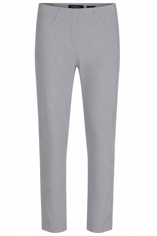 Robell Bella 09 Diamante Split Hem Trousers Pearl Grey 52642-5499-920