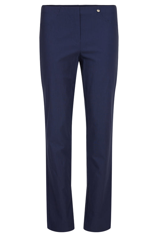 Robell Bella Fleece Lined Full Length Trousers Navy 51559-54025-69 - 31" Leg