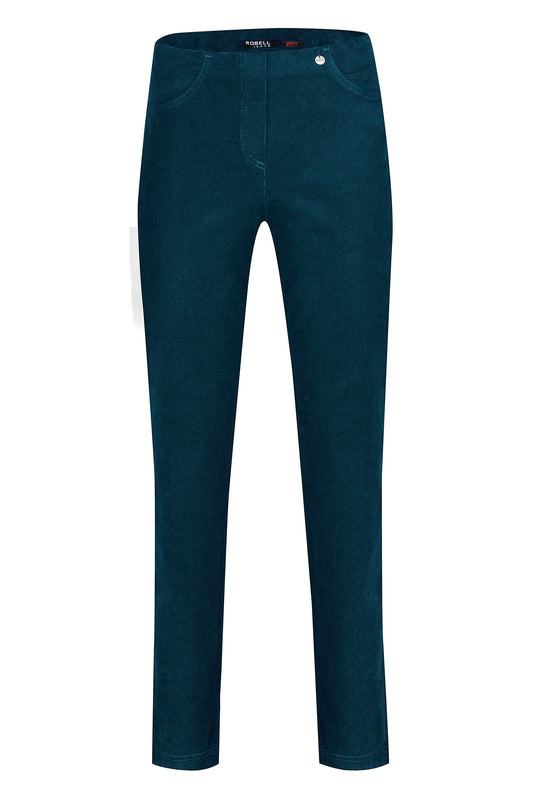 Robell Bella Needle Cord Trousers Teal 52457-54363-75 - 31" Leg