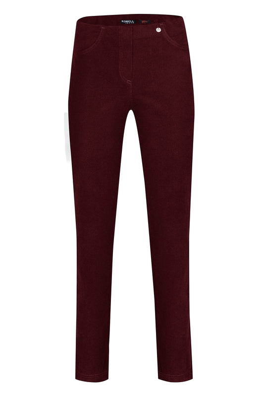 Robell Bella Needle Cord Trousers Burgundy 52457-54363-58 - 31" Leg