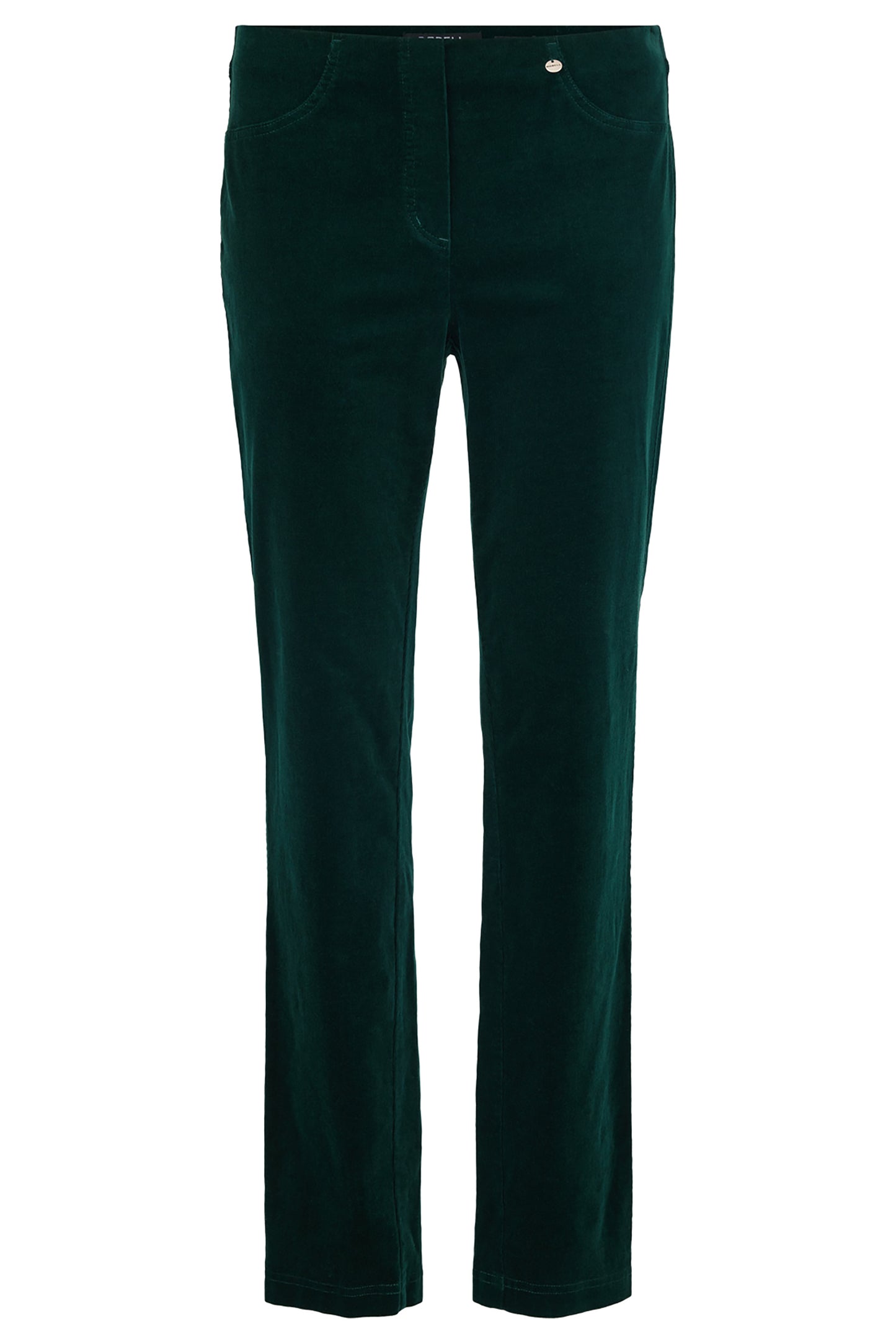 Robell Bella Needle Cord Short Length Trousers Dark Green 52457-54363-890S - 29" Leg