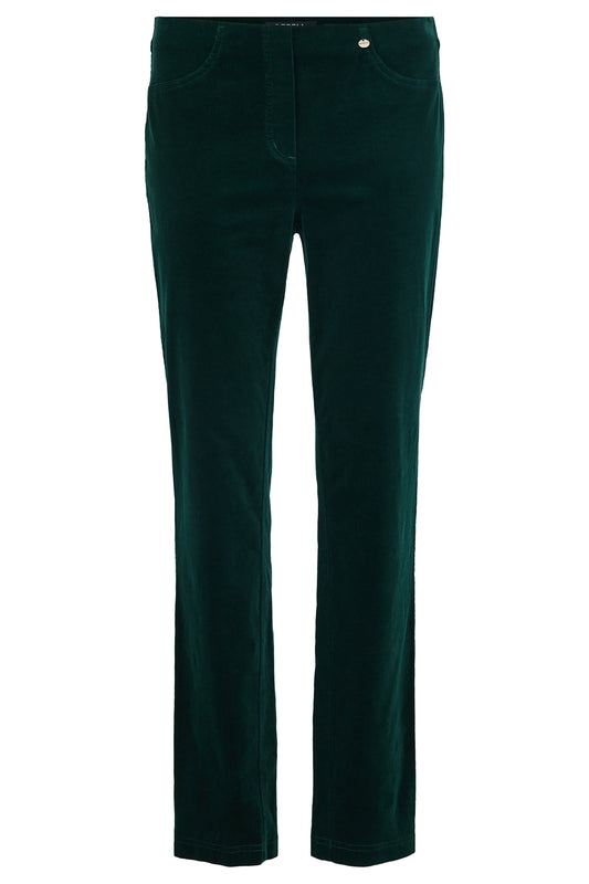 Robell Bella Needle Cord Short Length Trousers Dark Green 52457-54363-890S - 29" Leg