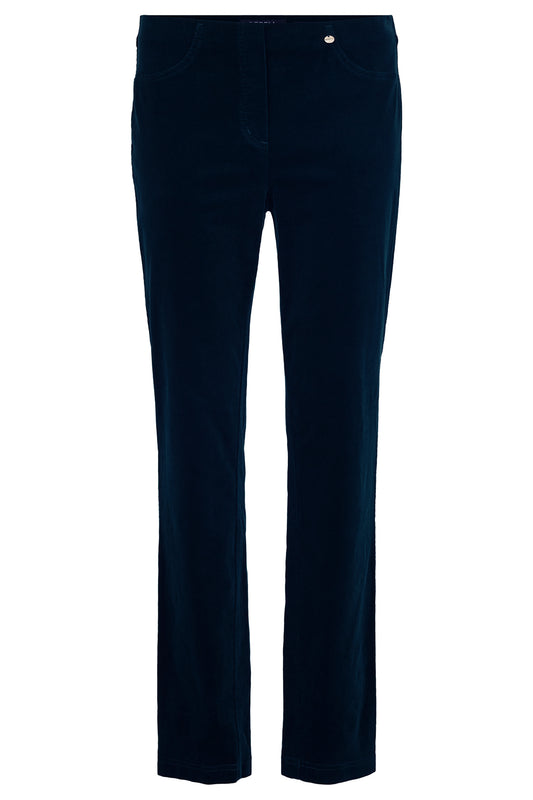 Robell Bella Needle Cord Short Length Trousers Navy 52457-54363-691S - 29" Leg