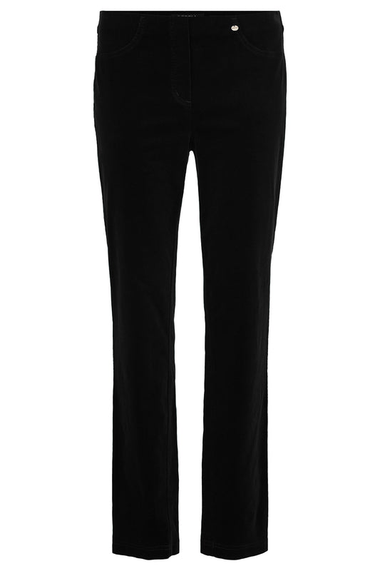Robell Bella Needle Cord Short Length Trousers Black 52457-54363-90S - 29" Leg
