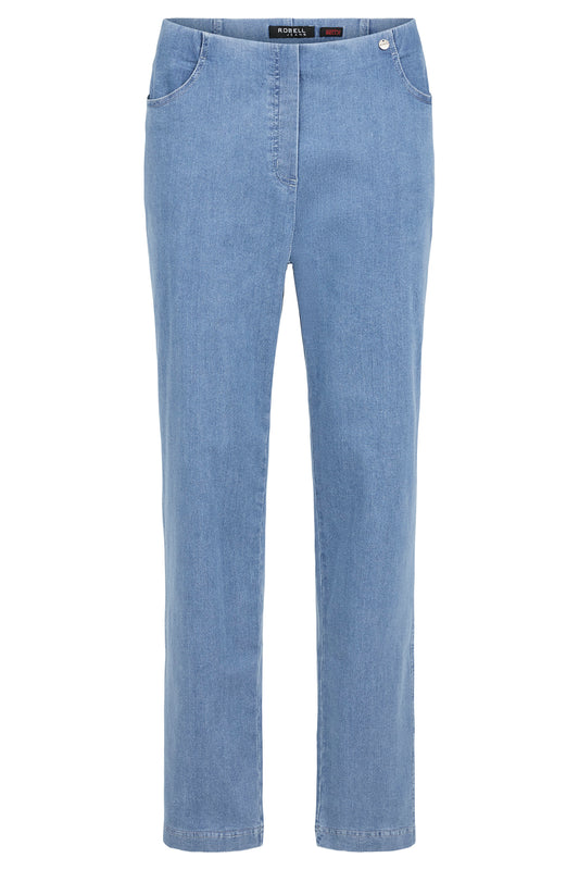 Robell Bella Slim Fit Short Length Pocket Jeans Sea Blue 52560-5448-62s - 29" Leg