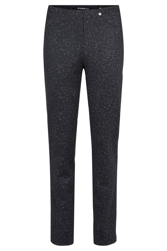 Bella Minimalistic Leo Print Trousers Anthracite 52564-54532-99