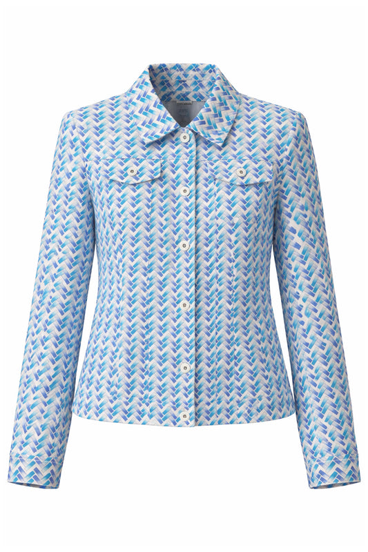 Robell Geometric Print Happy Jacket Pacific Blue 57641-55145-750
