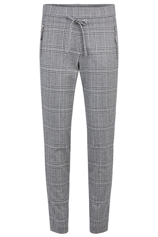 Robell Hygge Check Print Soft Knit Trousers Grey/Black 51456-54234-91