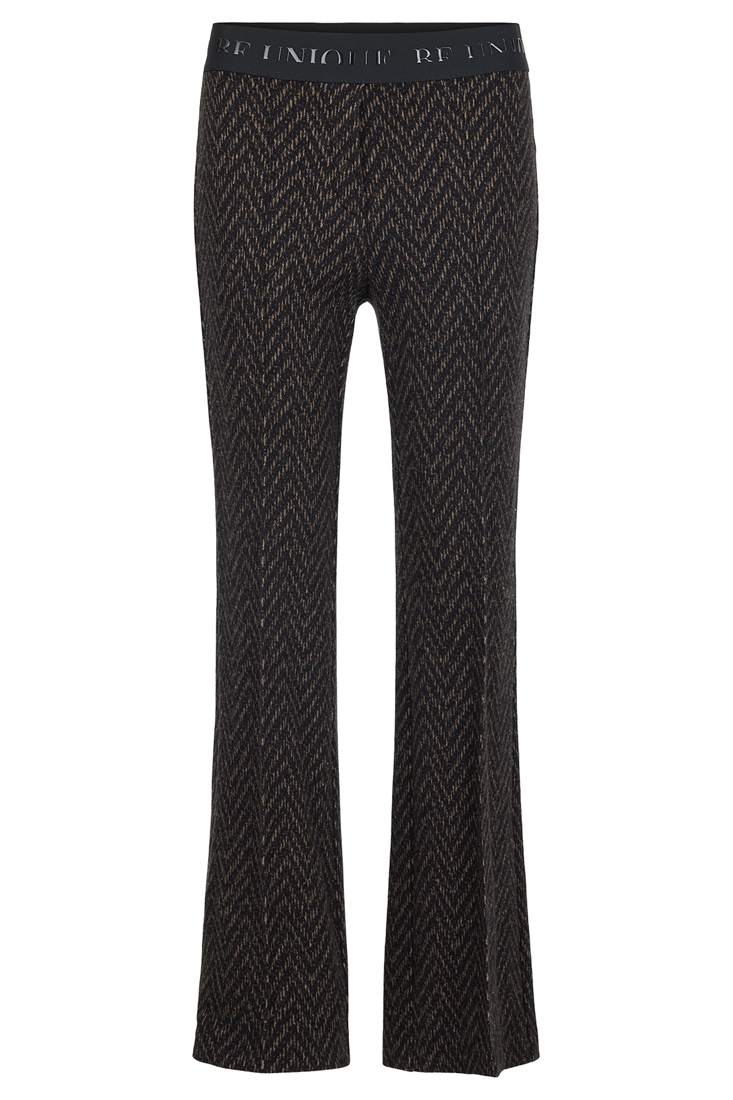 Robell Herringbone Print Bootleg Joella Trousers Black/Brown 53474-55019-39