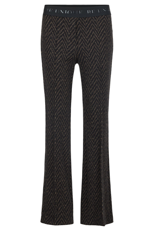 Robell Herringbone Print Bootleg Joella Trousers Black/Brown 53474-55019-39