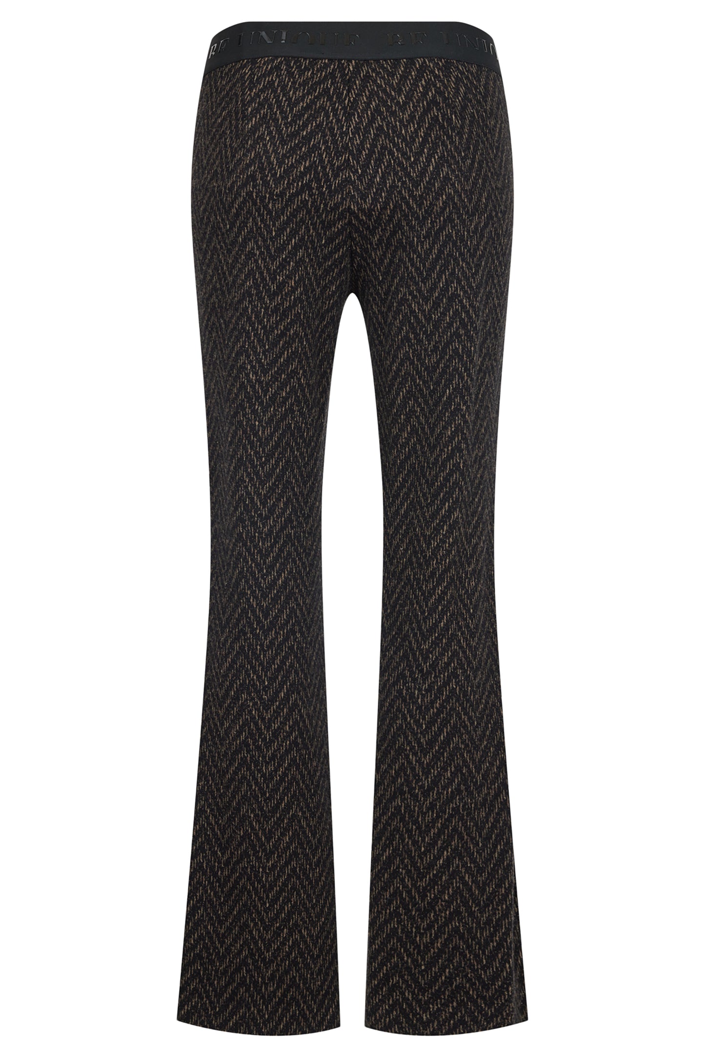 Robell Herringbone Print Bootleg Joella Trousers Black/Brown 53474-55019-39