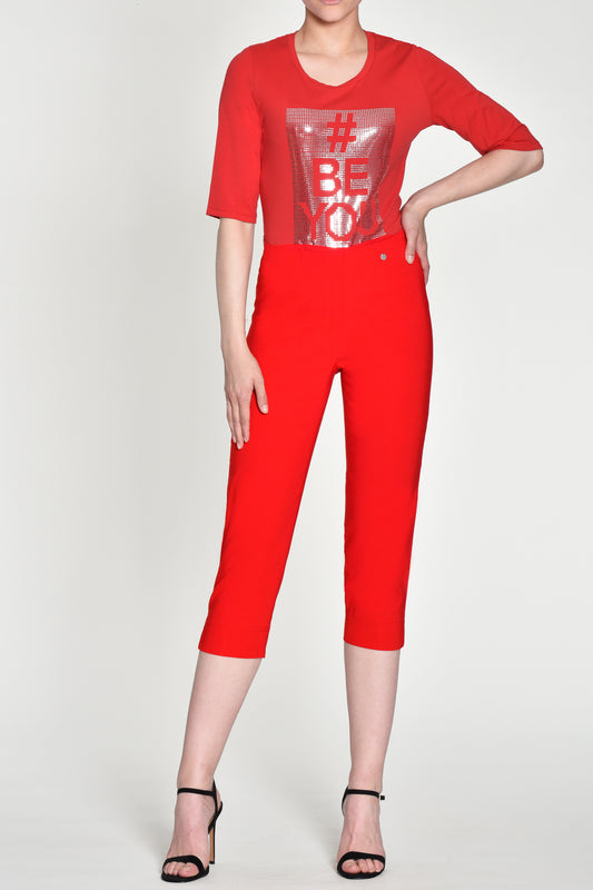 Robell Marie 07 Capri Trousers Poppy Red 51576-5499-331