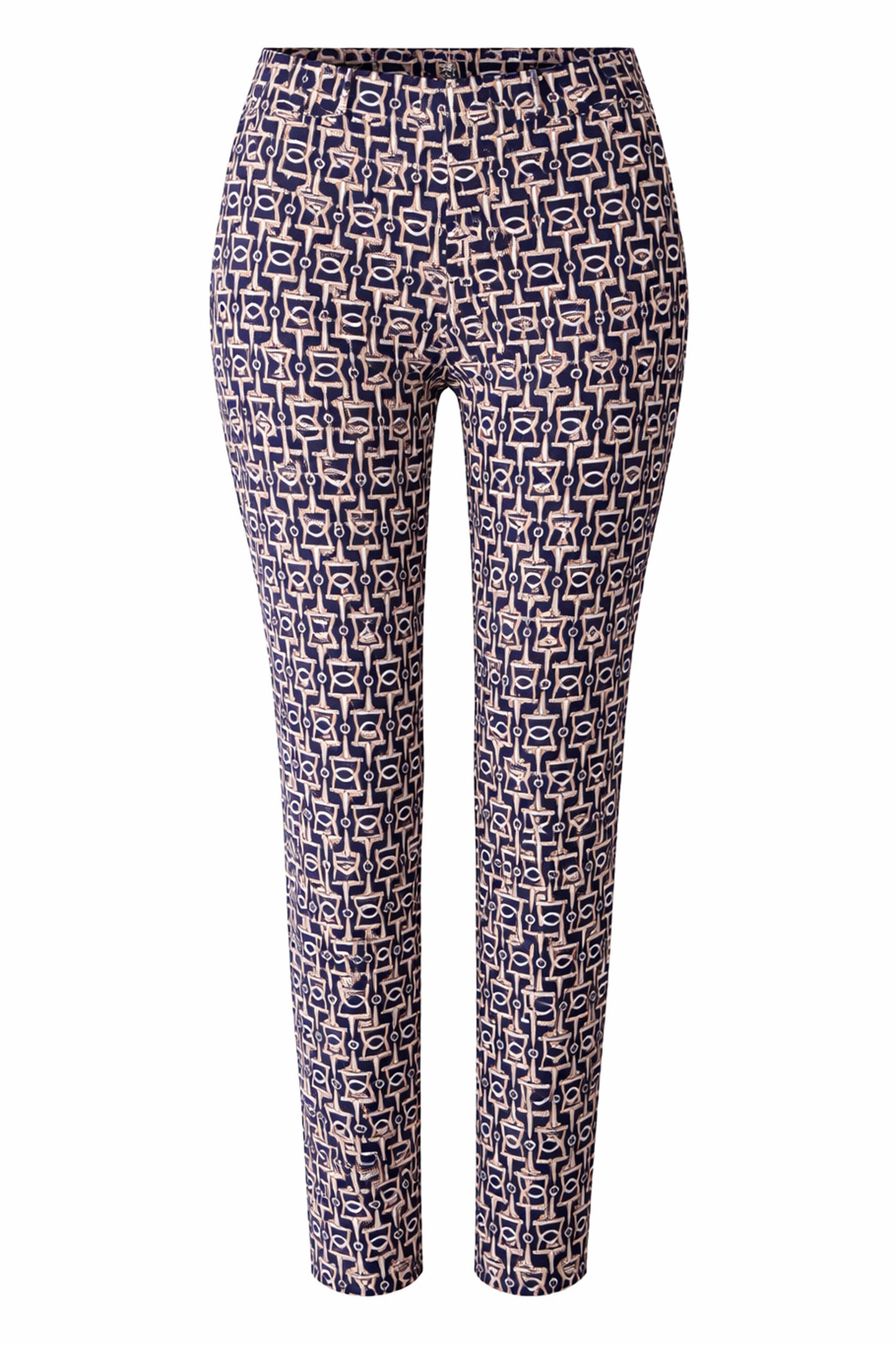 Robell Rose 09 Trousers Navy Chain Motif 51622-55142-69