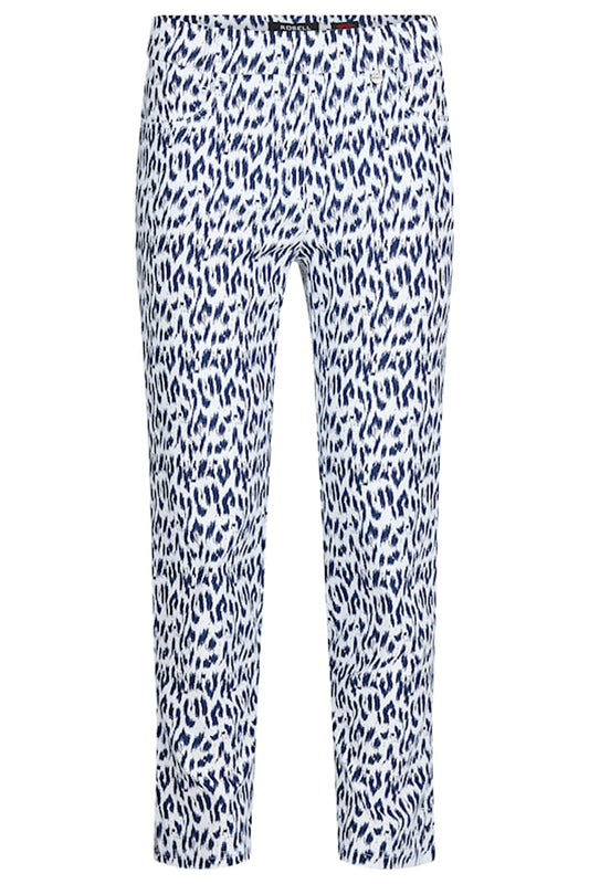 Robell Rose 09 Trousers Navy Print 51538-55120-69