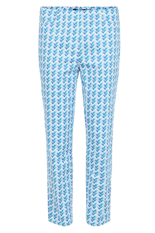 Robell Rose 09 Trousers Pacific Blue Print 51630-55145-750