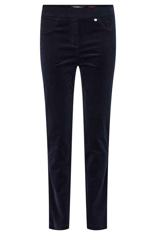 Robell Rose Needle Cord Short Length Trousers Navy 52603-54363-691S - 29" Leg