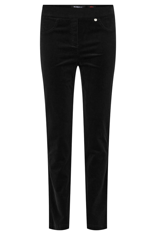 Robell Rose Needle Cord Short Length Trousers Black 52603-54363-90S - 29" Leg