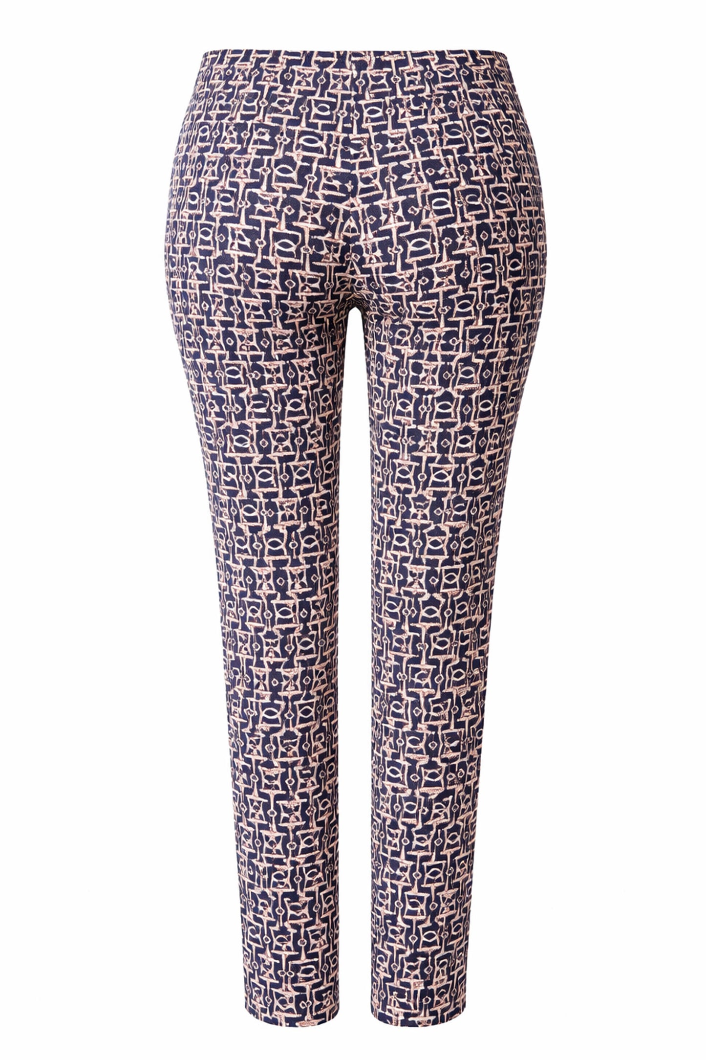 Robell Rose 09 Trousers Navy Chain Motif 51622-55142-69