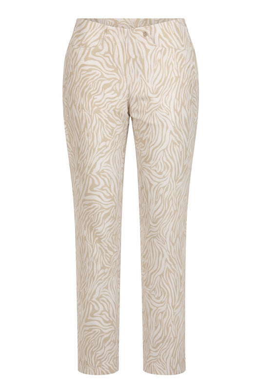 Robell Bella 09 Trousers Animal Print Beige/White 51560-55118-14