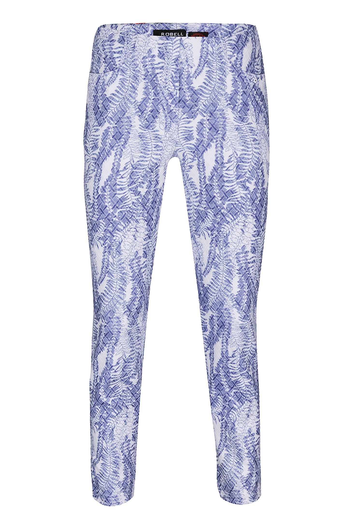 Robell Bella 09 Fern Print Textured Trousers Blue 52483-54706-62
