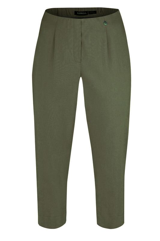 Robell Marie 07 Capri Trousers Dark Olive 51576-5499-881