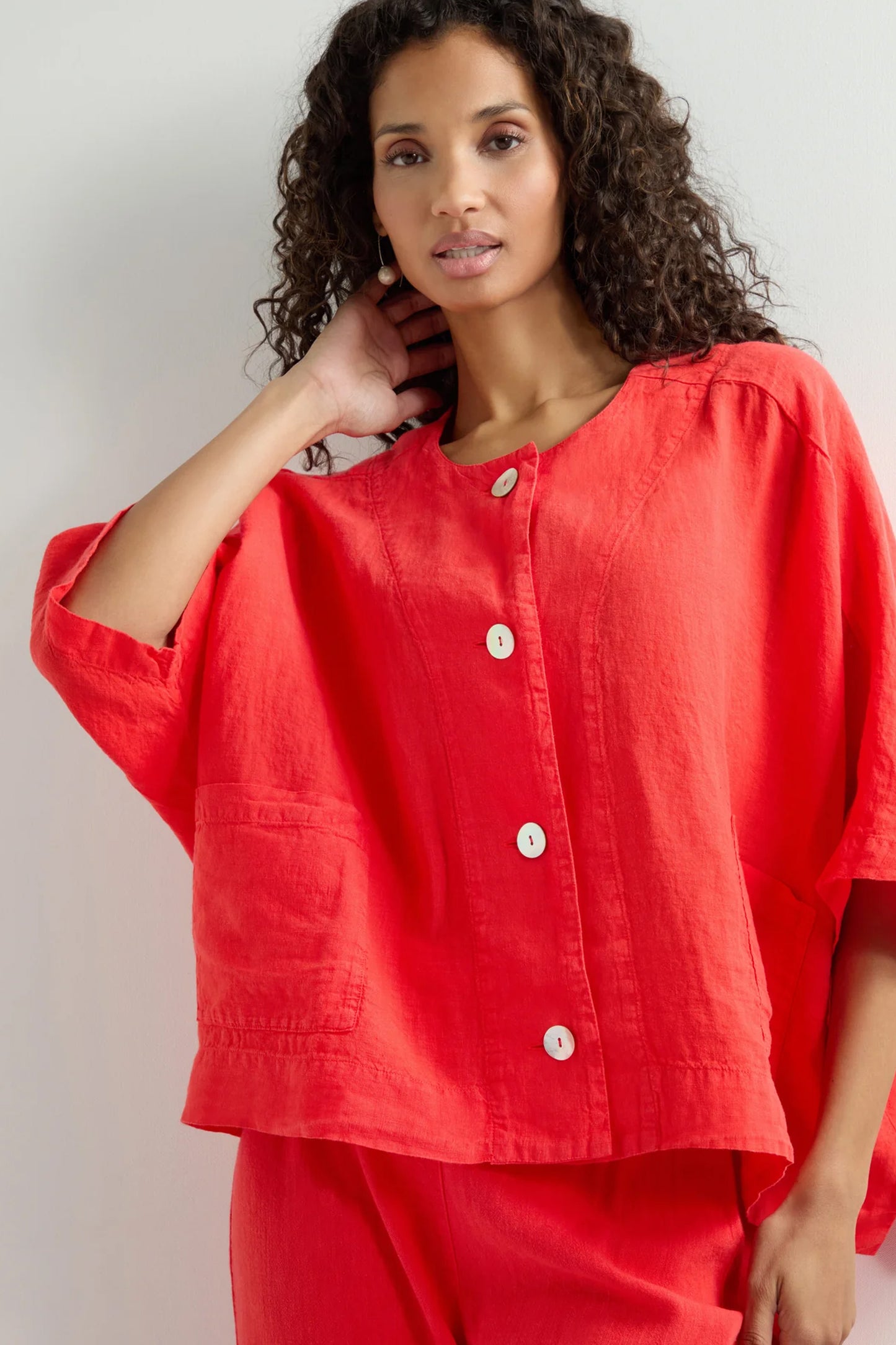 Sahara Organza Linen Relaxed Jacket Scarlet LAJ6208-OL