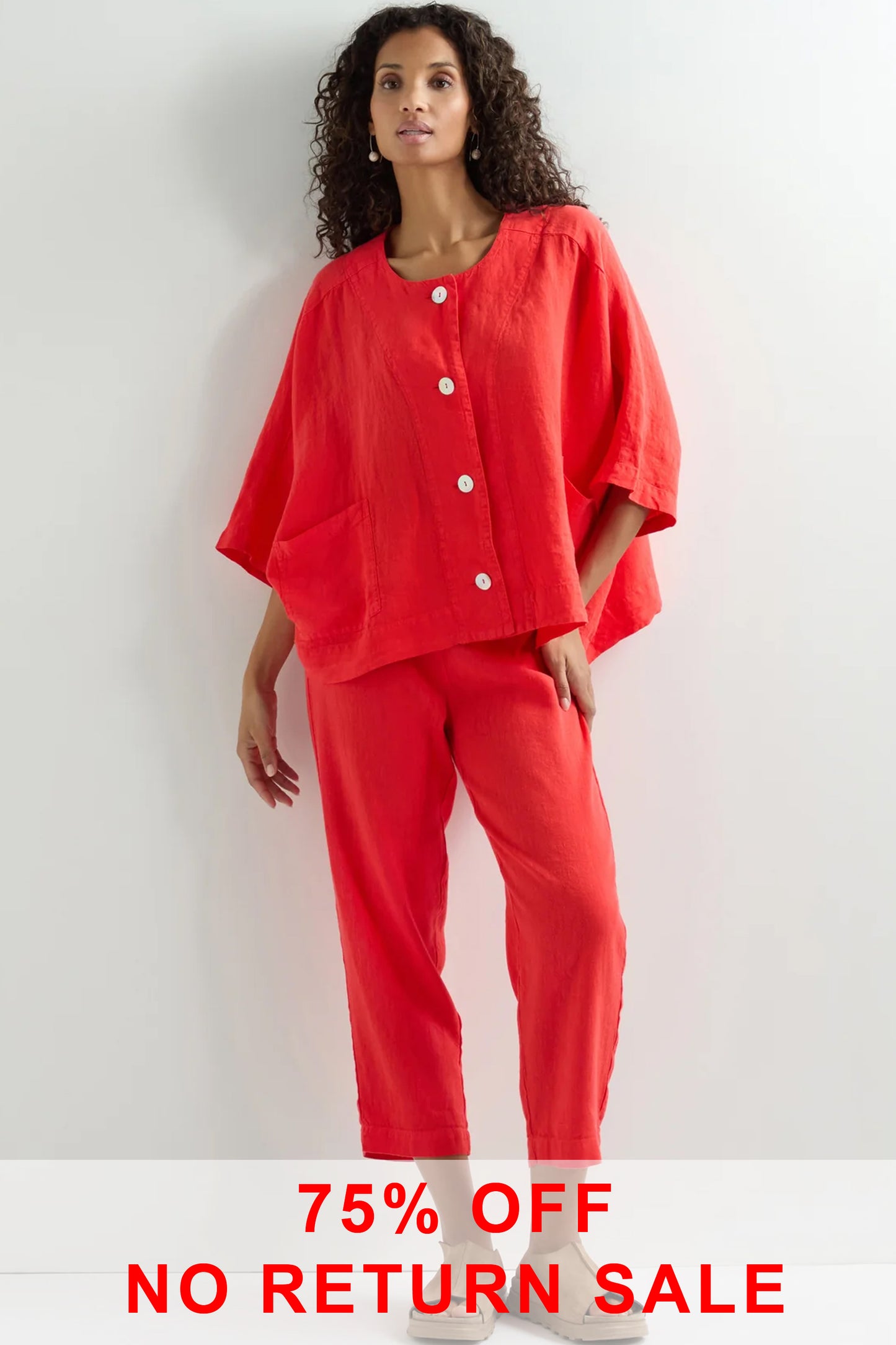 Sahara Organza Linen Relaxed Jacket Scarlet LAJ6208-OL