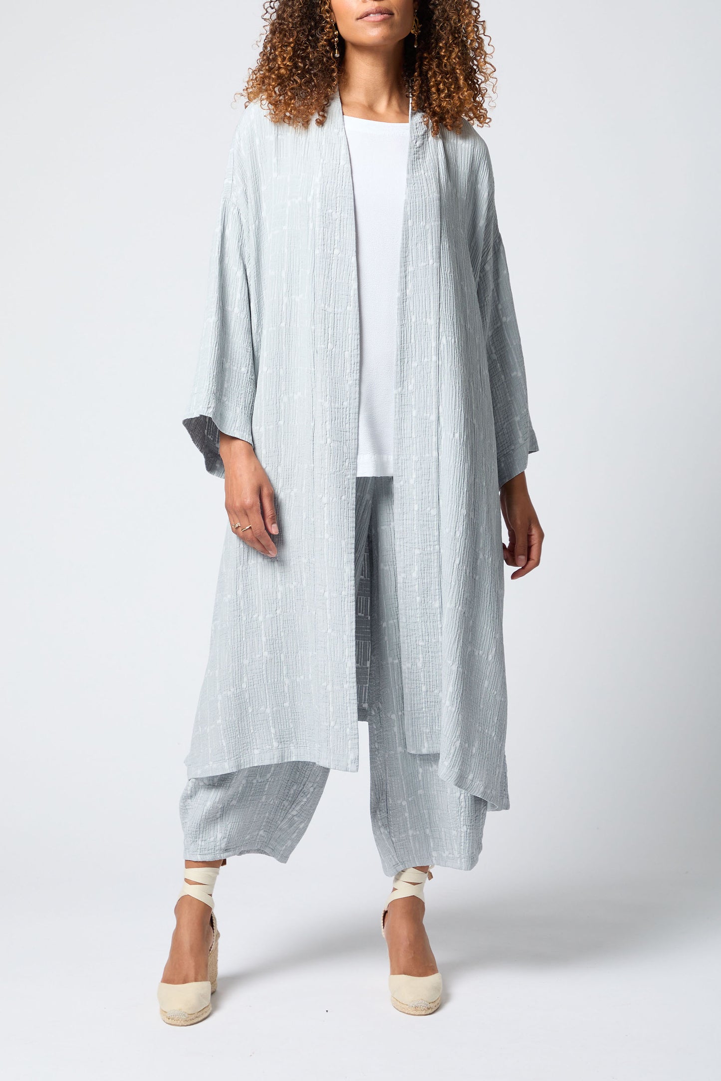 Sahara Textured Square Jacquard Kimono Sea MTJ5607-TSJ