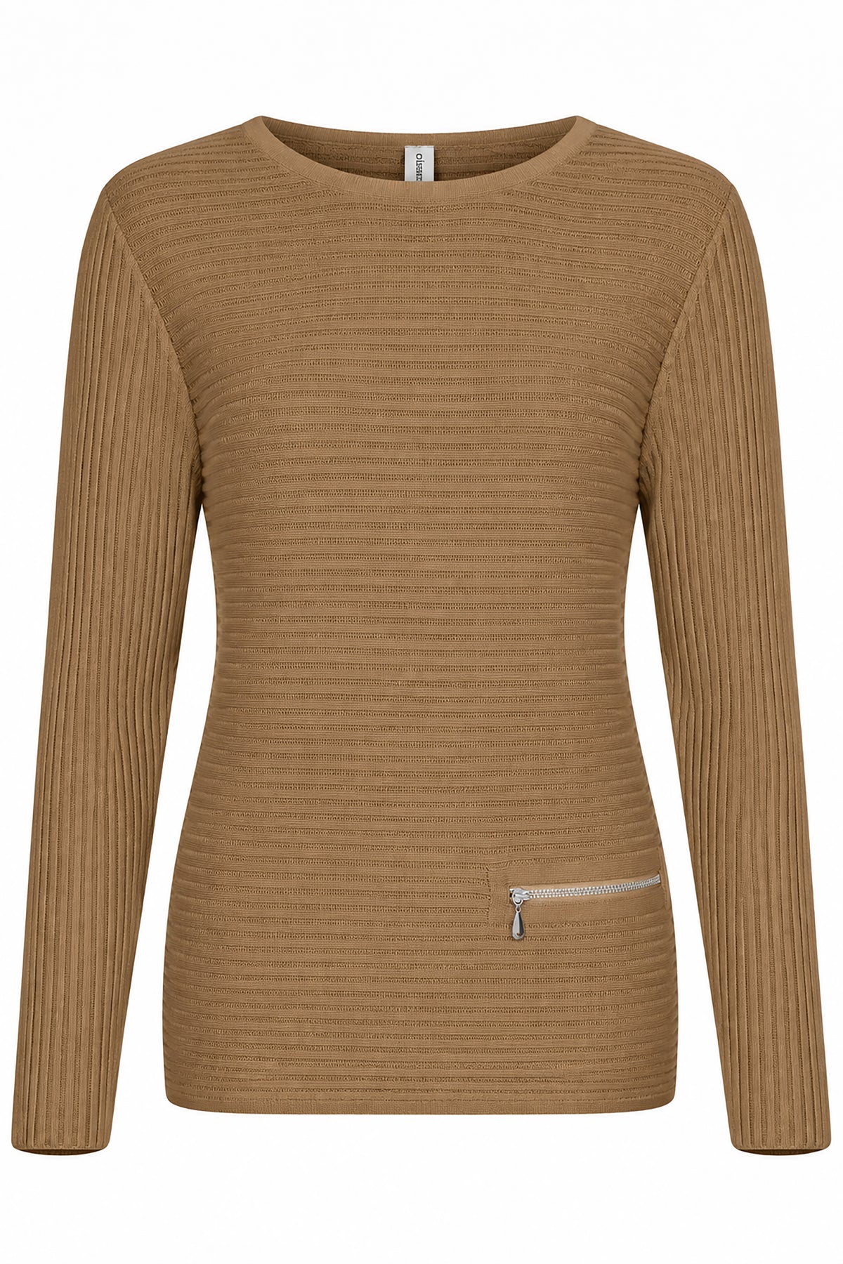 Skovhuus Organic Cotton Zip Detail Sweater Mink Brown 5353-6035