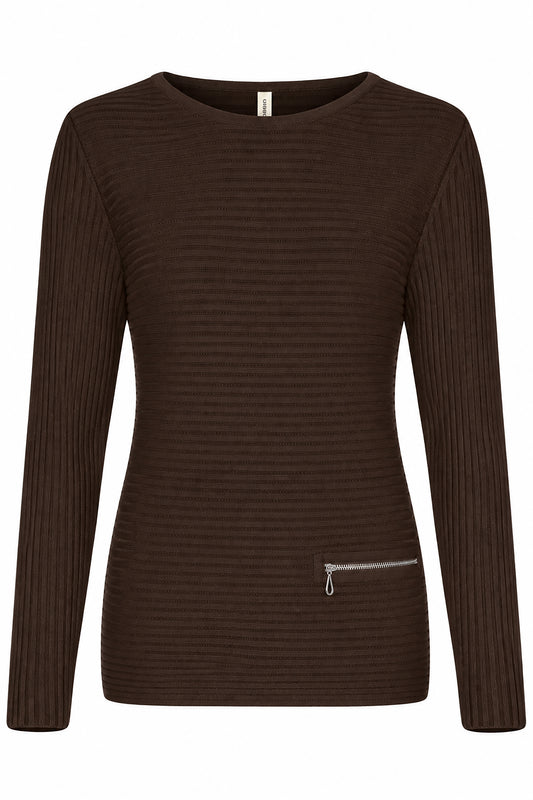 Skovhuus Organic Cotton Zip Detail Sweater Nutella Brown 5353-6060