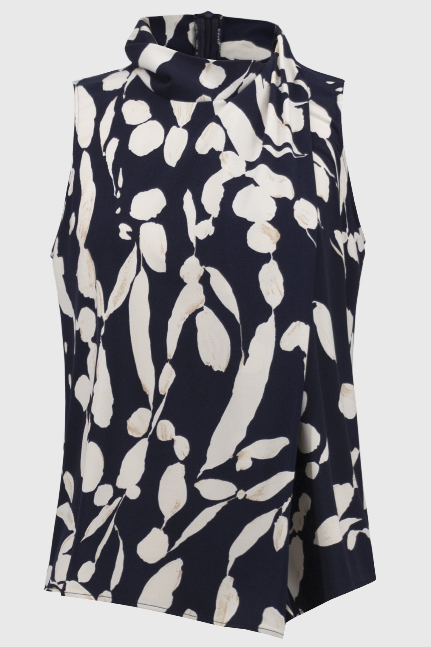 Joseph Ribkoff Silky Knit Abstract Print Sleeveless Top - Midnight Blue/Beige - 251251-3876