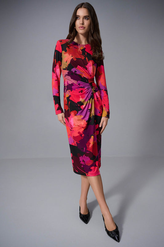 Joseph Ribkoff Silky Knit Floral Print Sheath Dress Black/Multi 253279-178
