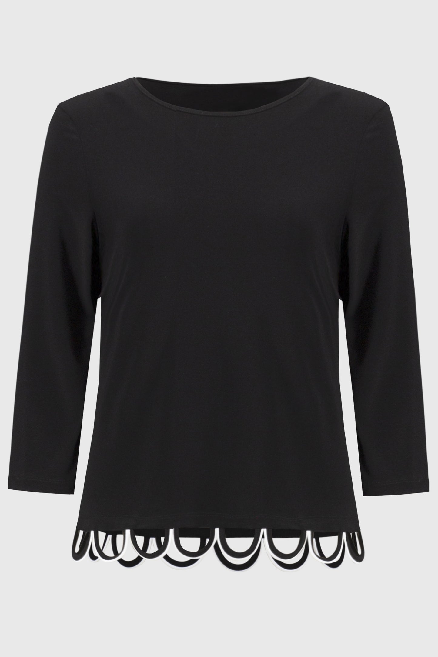 Joseph Ribkoff Silky Knit Loop Detail Fitted Top - Black/White - 251133-110