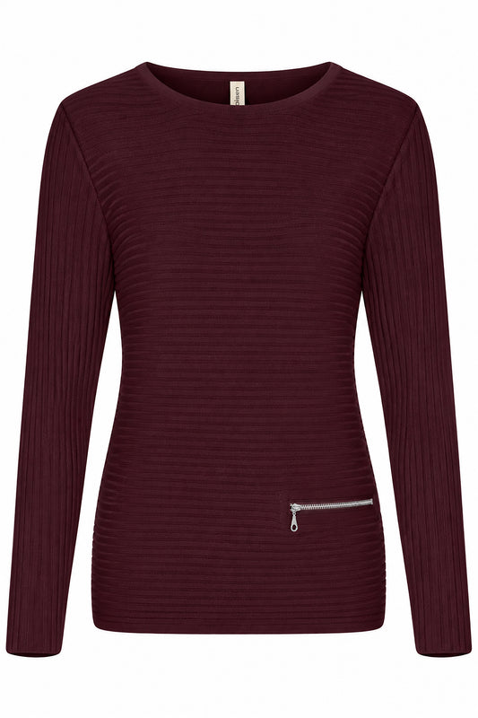 Skovhuus Organic Cotton Zip Detail Sweater Blackberry 5353-7075