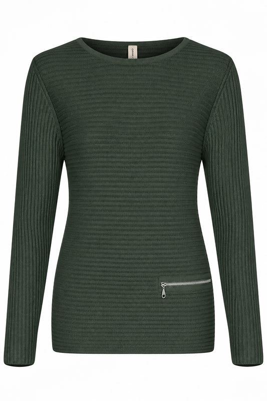 Skovhuus Organic Cotton Zip Detail Sweater Oasis Green 5353-5085
