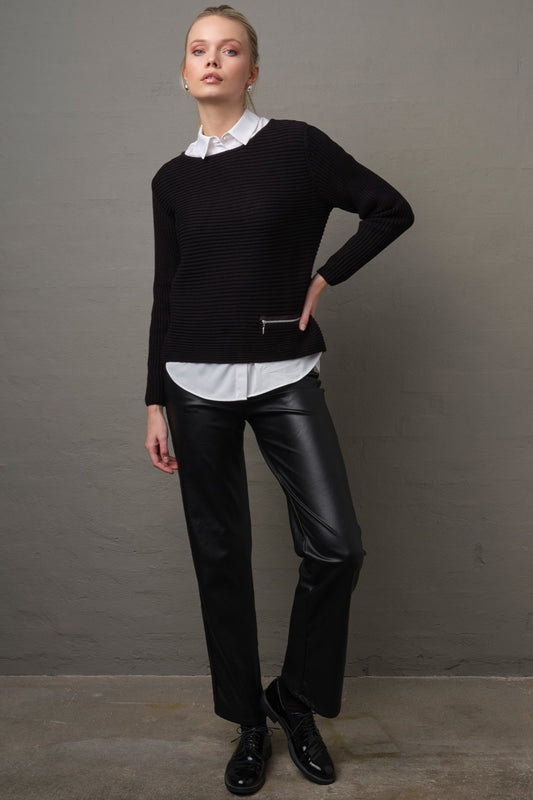 Skovhuus Organic Cotton Zip Detail Sweater Black 5353-9000