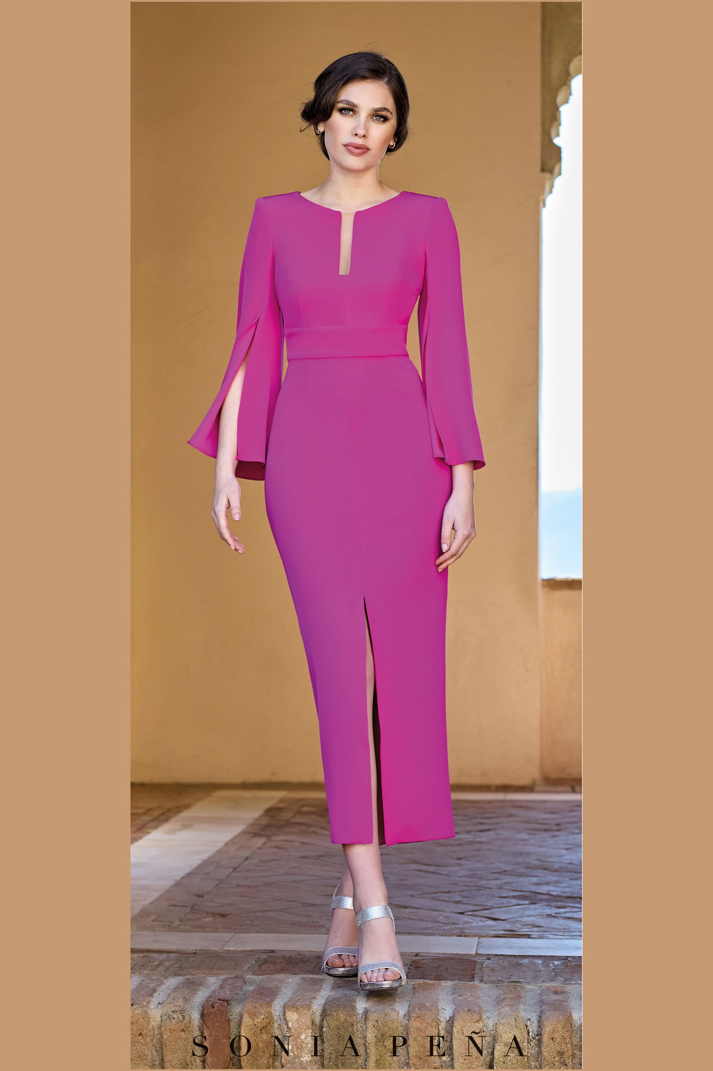 Sonia Pena Fitted Midi Dress Bougainvillea 1260030